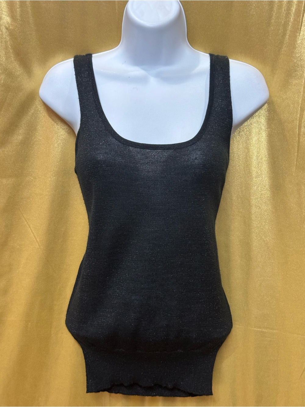 Vintage Evan-Picone Black Metallic Shimmer Knit Tank Top - Size M